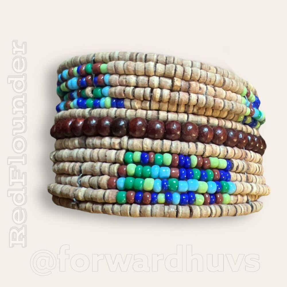 Bohemian Style Wide Seeded Cuff Bracelet